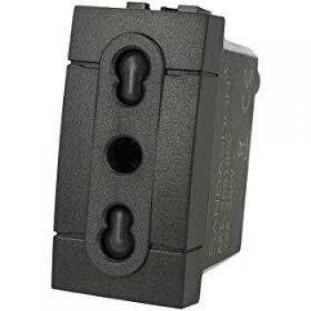 Presa Bipasso Bivalente 2P+T 10/16A Negra Compatible con Bticino Living SD81800