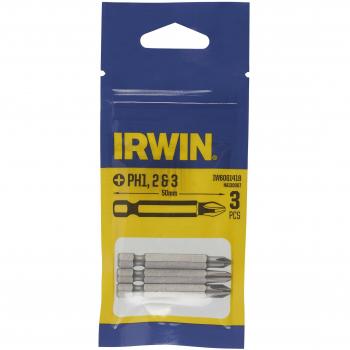 Juego de puntas Irwin 3 piezas 50mm PH1, PH2 y PH3 en blister
