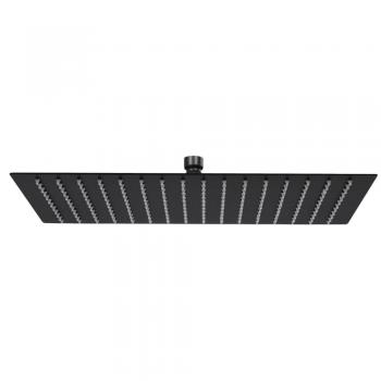 Cabeza de ducha de lluvia rectangular negra de acero inoxidable 40x30 cm