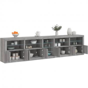 Aparador con luces LED gris Sonoma 283x37x67 cm