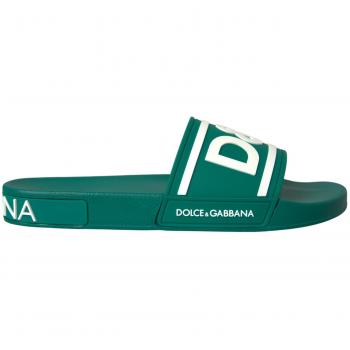 Dolce & Gabbana Green White Rubber Beach Sandals - EU47 / US14, Size: 14 US, Size: 13 UK, Male