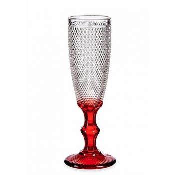 Set de 6 Copas de Cristal para Cava Rojo de 18 cl, dimensiones 20 x 7 x 5.8 cm - Diseño Elegante