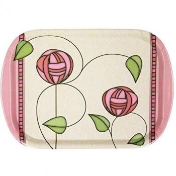Just Contempo - Bandeja para aperitivos, melamina, Rosa, 34 x 23 cm, diseño de rosas