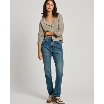 Pepe Jeans - Vaquero recto de mujer fit ancho de tiro alto, color negro