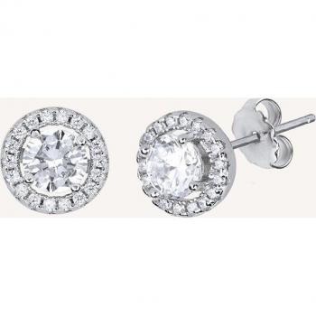 Pendientes Essentials de plata rodiada y circonitas