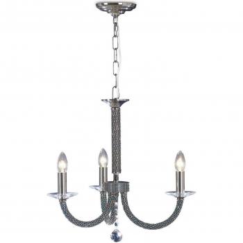Lámpara colgante Elena 3 bombillas negro cromo cristal