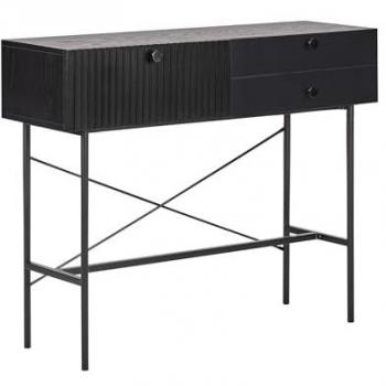 Consola Moderna Negra Coventry con 3 Cajones y Efecto Madera