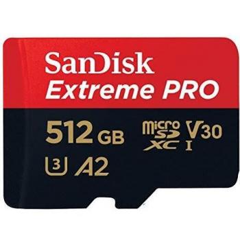 SanDisk Extreme PRO MicroSDXC Memoria Flash 512GB Clase 10 UHS-I con Adaptador SD, Velocidad de hasta 170MB/s
