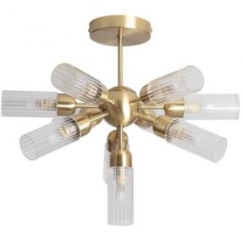 Lámpara de Techo Metal y Cristal 10 Focos Iraide Dorado