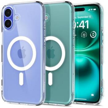Funda Spigen Ultra Hybrid MagSafe para iPhone 16 - Blanca, Protección Militar, Anti-Amarillamiento, TPU Transparente