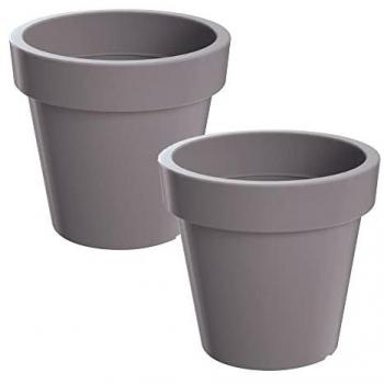 Maceta de plástico Lofly gris 2 unidades 13,4 x 13,4 x 12 cm