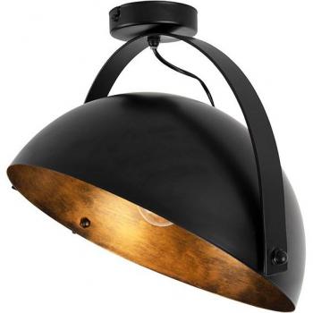 Plafón industrial orientable negro/oro MAGNA con dimensiones de 47 x 35 x 28 cm en acero