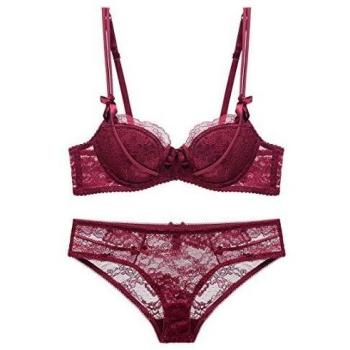 SHEKINI Mujer Conjunto de Lencería Bowknot Cinta de Raso Ropa Interior Sexy Sujetador y Bragas