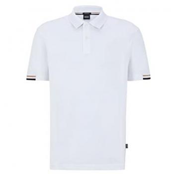 Boss Parlay Regular Fit White Short Sleeve Polo Shirt for Men Size M