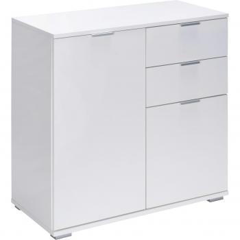 Armario Alba Blanco 71x74x35cm con 2 Puertas y 2 Cajones, Aparador Mueble organizador de interior - Varios colores y modelos DB121 - Blanco