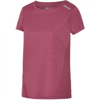 Camiseta de montaña Joluvi Runplex mujer morado, transpirable, ligera, de secado rápido, con tecnología antiolor y diseño ergonómico
