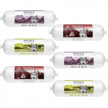 Wolf of Wilderness Adult Salsicha 24 x 400 g - Pack económico - Pack misto: pato, cordeiro, Canada