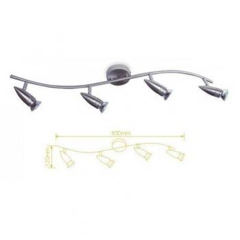 Regleta de Techo Cuádruple LED GU10 Níquel Satinado