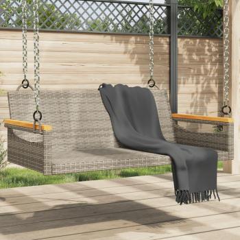 Gray Poly Rattan Swing Bench 109x62x40 cm