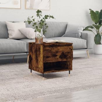 Mesa de centro de madera de ingeniería 50x46x50 cm en color Blanco, Negro y Marrón (roble ahumado) - Mesita de Salón o Comedor o Auxiliar