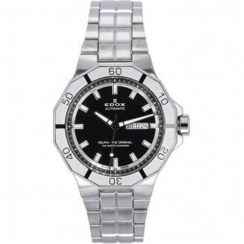Edox Delfin Automatic Diver's Watch with Black Dial and Day-Date Function 88008-3M-NIN 200M