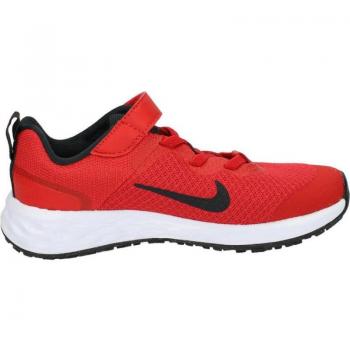 Zapatillas Running Niño NIKE REVOLUTION 6 LK DD1095, color rojo, modelo DD1095 607, diseño ligero y transpirable, suela de goma para mayor tracción, plantilla acolchada para comodidad durante el uso