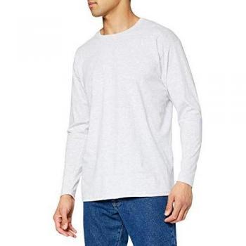 Fruit of the Loom Long Sleeve Valueweight tee Camisa, Gris, Large para Hombre