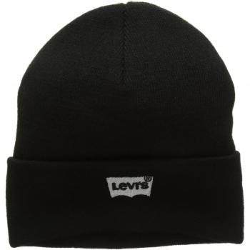 Levi's Black Acrylic Beanie Cap with Embroidered Logo, Male, One Size