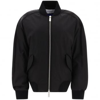 Off-White Women's Oversized Nylon Bomber Jacket in Black | Size 42 | OWEH028C99FAB0011010