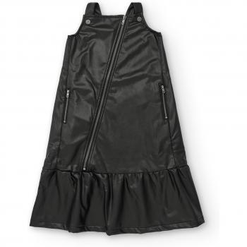 Vestido de niña efecto cuero negro con cremallera diagonal Tuc Tuc