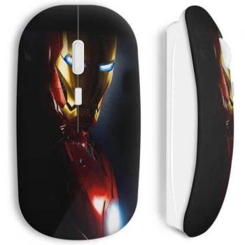 Ratón inalámbrico Iron Man negro y rojo