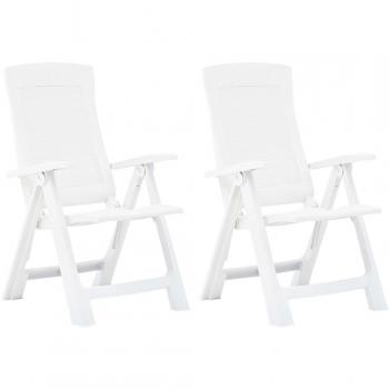 vidaXL Garden Reclining Chairs 2 pcs Plastic White
