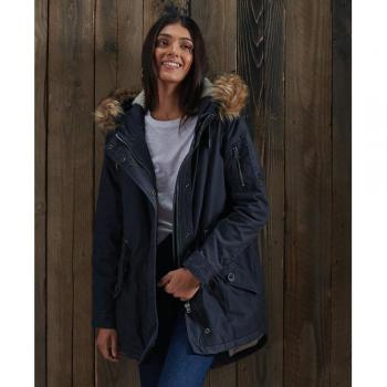 Superdry Women's Field Parka - Navy Blue, Size 36