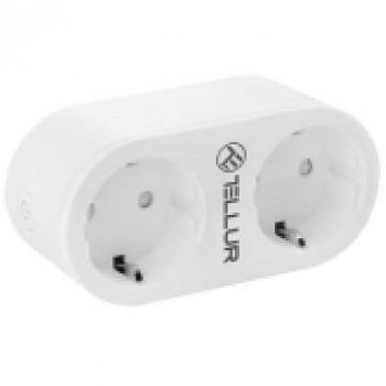 Enchufe Inteligente WiFi Tellur Doble, 16A, 2400W/3680W, Control Remoto por App y Voz, Compatible con Alexa y Google, Monitoreo de Energía
