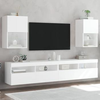 Mueble de TV vidaXL con luces LED, 2 unidades, dimensiones 40,5x30x60 cm, color blanco