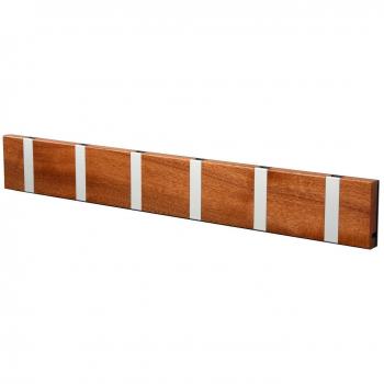 LOCA KNAX - Perchero de 6 ganchos caoba/gris/lacado/59,5x8cm/horizontal