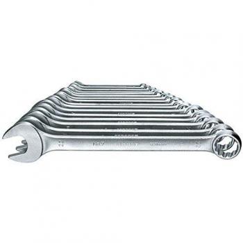 GEDORE Juego de llaves combinadas, 17 piezas, Ancho de llave 6-22 mm, En ángulo de 15°, De doce cantos, Perfil UD, Juego de llaves, 7-017