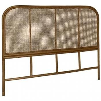 Cabecero de ratán natural y caña vintage, 140x3x110 cm