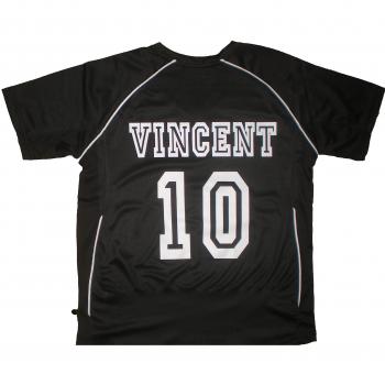 Patoutatis – Camiseta – Camiseta de fútbol personalizado con nombre y número de OnlineFotoservice – Manga corta cuello V – JN386 K – negro – niño talla S – 110/116 cm)