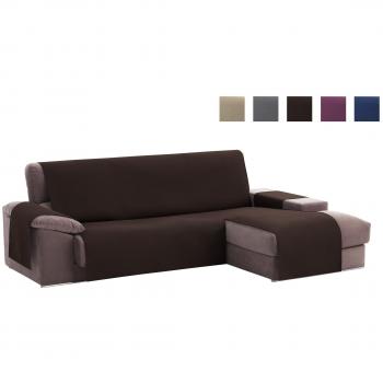 textil-home Funda Cubre Sofá Chaise Longue Adele, Protector para Sofás Acolchado Brazo Derecho. Tamaño -200cm. Color Marrón