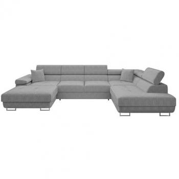 Sofá rinconero Comfivo S103 con función de descanso y caja de ropa de cama, 346x203x70cm