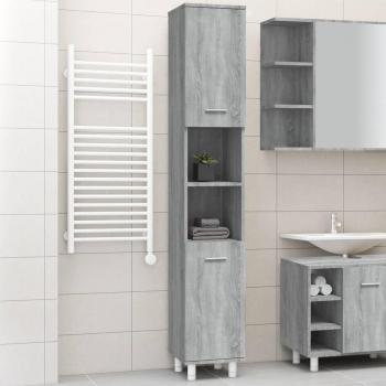 Armario de baño gris Sonoma 30x30x179 cm madera multicapa