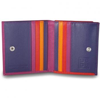 DUDU - Cartera pequeña de hombre de piel con monedero y tarjeta de cuero multicolor con protección RFID