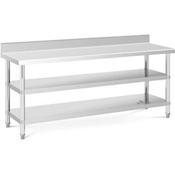 Mesa de acero inoxidable ECO con estante intermedio - 200 x 60 cm - Capacidad 235 kg - Royal Catering