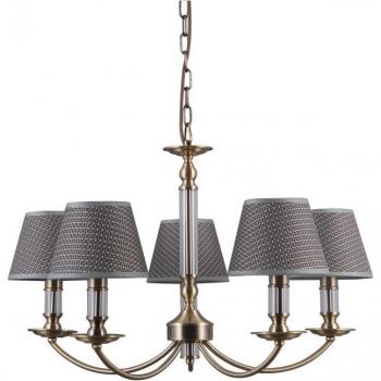 Lámpara colgante clásica Zanobi Bronce antiguo 5 luces con pantalla gris, E14