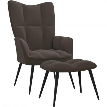 Silla de relajación con taburete terciopelo gris oscuro