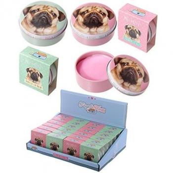 Lipgloss lucidalabbra in scatola di metallo design Cane Cagnolino Pug Carlino