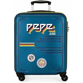 Pepe Jeans Edison Maleta de Cabina Azul 39x55x20 cms Rígida ABS Cierre combinación 37L 2,7Kgs 4 Ruedas Equipaje de Mano