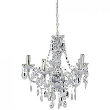 Lámpara de Techo Clásica de Acrílico Cromo 5 Luces Ø52xh. 150 cm E14
