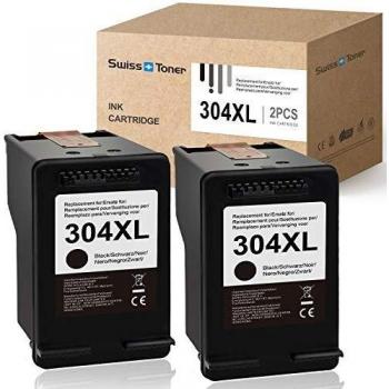 SWISS TONER - 2Negro 304XL Cartuchos de Tinta Compatible para HP 304 XL para impresoras HP DeskJet 2622 2633 2634 3720 3730 3733 3735 3750 3760 3762 3764AIO Envy 5010 5020 5030 5032AIO